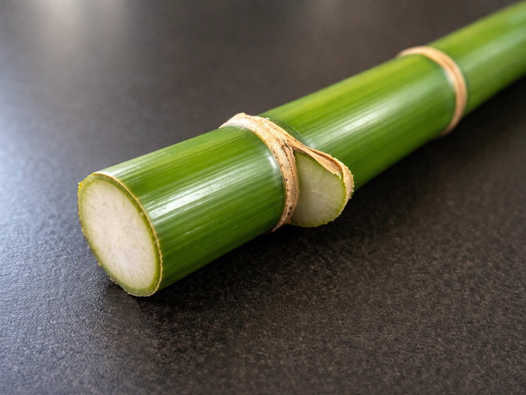 Close-up of lucky bamboo stem showing node ring and straight vs angled cut edges