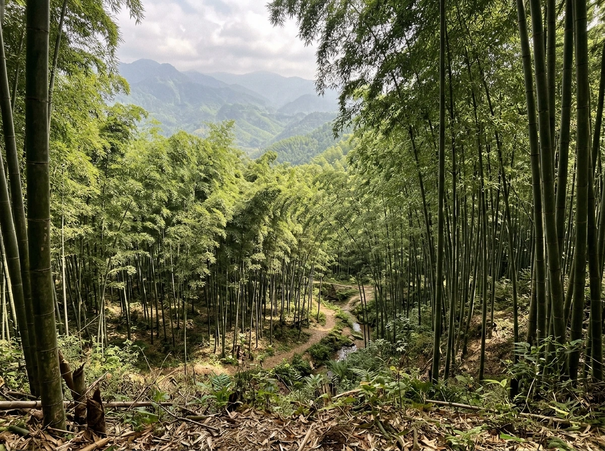 Bamboo growing across warm climates and varied habitats around Asia