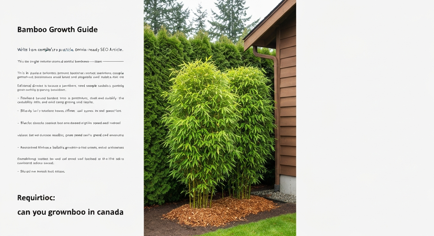 Fargesia clumping bamboo used as a privacy screen in a mild coastal Canadian garden with mulch and evergreen wind shelter.